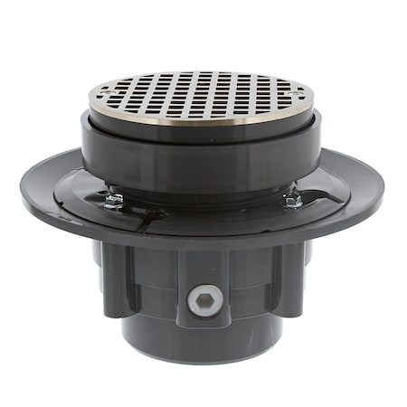 Jones Stephens 3x4in LevelBest Complete Heavy Duty Drain System, 3-1/2in Plastic Spud, 5in Nickel Bronze Strainer D49648